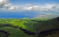 Pico do Carvão viewpoint facing northern coast, pastures and Pau Pique lagoon. Azores, San Miguel, Portugal